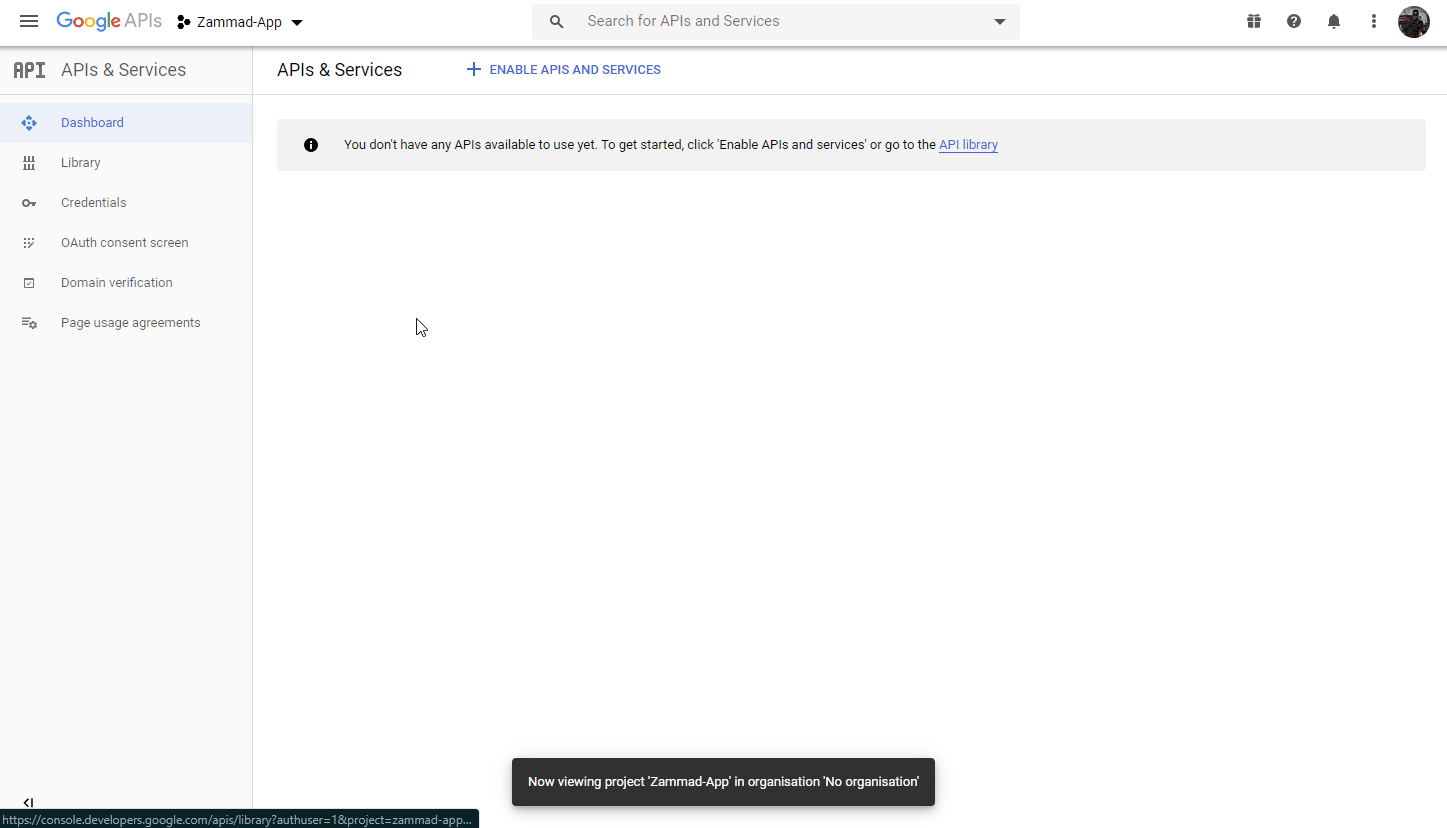 Screencast demo of enabling Gmail API in Google Developer settings