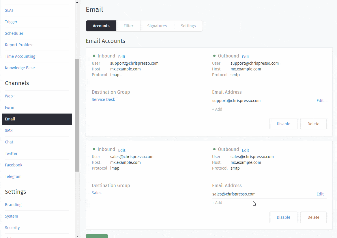 New Email Account dialog