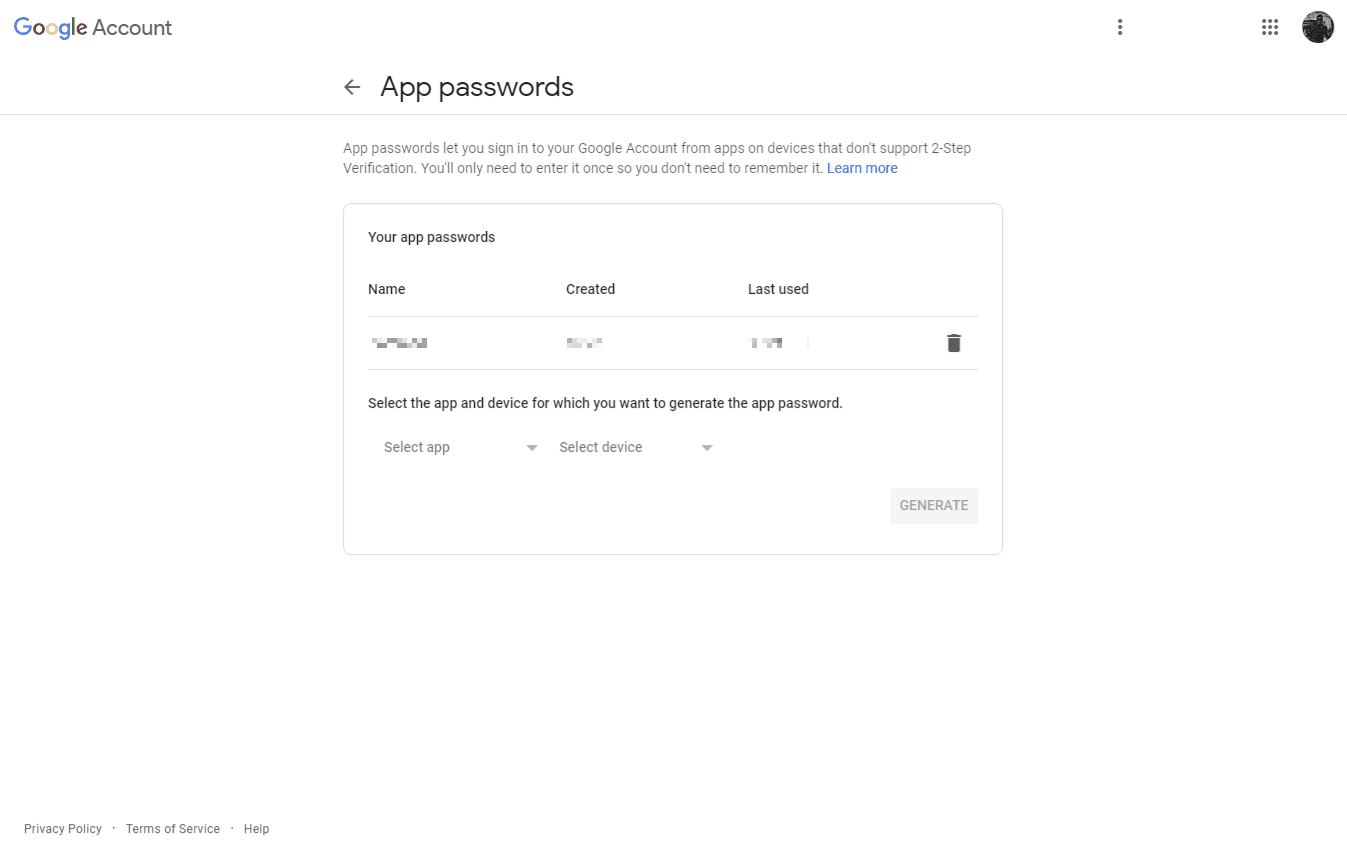 Video walkthrough of app password generation process
