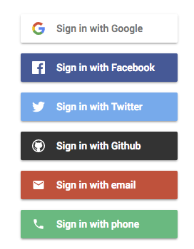 Screenshot of website with various OAuth sign-in options