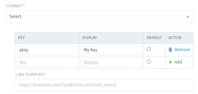 Available settings for Select fields