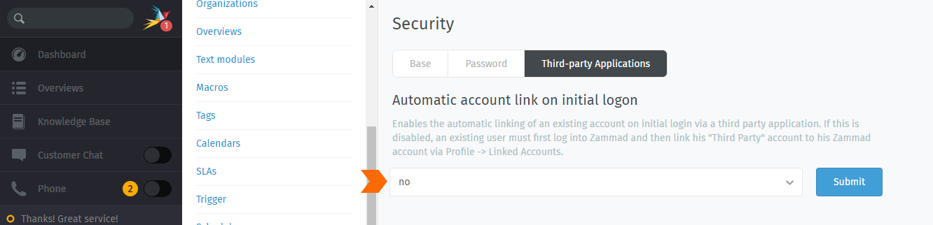 Screenshot mit Hervorhebung der Einstellung "Automatische Kontoverbindung bei der Erstanmeldung"