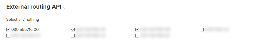 Screenshot mit einer Beispielauswahl von Telefonnummern für die Placetel Notify API