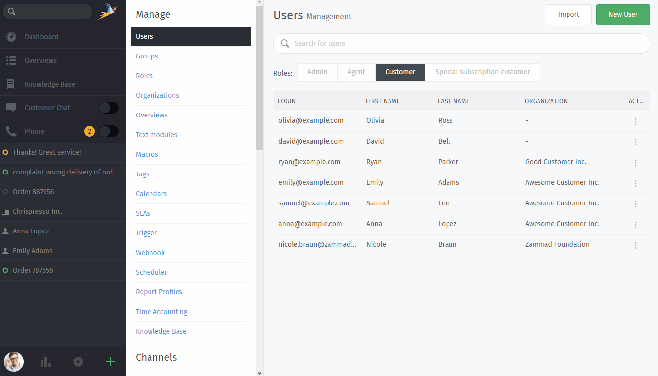 Dialog zum Löschen von Benutzern im Admin Panel