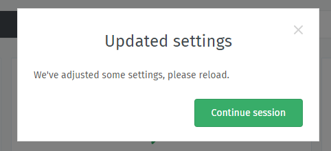 Screenshot mit Benachrichtigung mit Aktualisierung der Anwendung