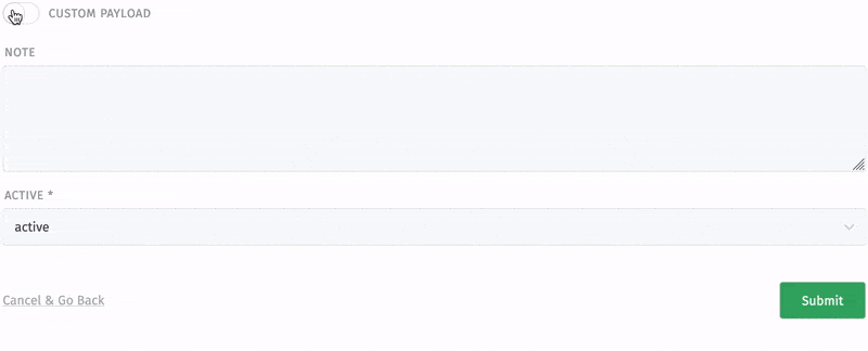 Editor Benutzerdefinierter Payload