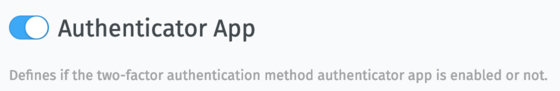 Authenticator App Schalter in den Einstellungen