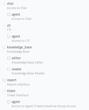Agent permissions in the New Role dialog