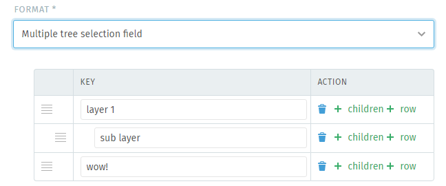 Available settings for Tree Select fields