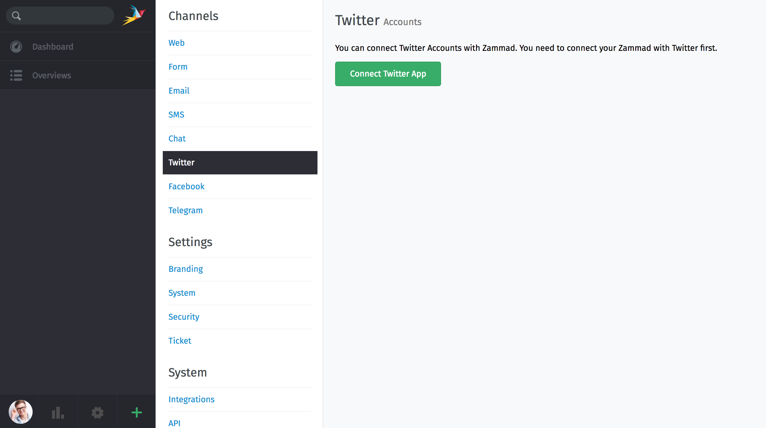 Zammad: Twitter-App konfigurieren