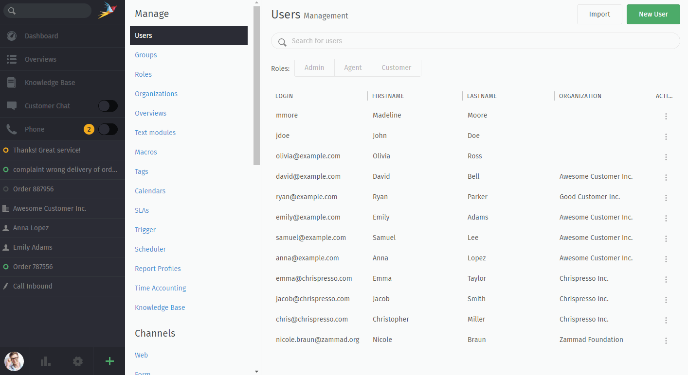 Screencast showing a user being selected for deletion.