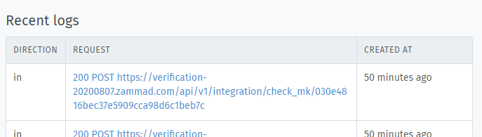 Screenshot of Checkmk "Recent Logs" section