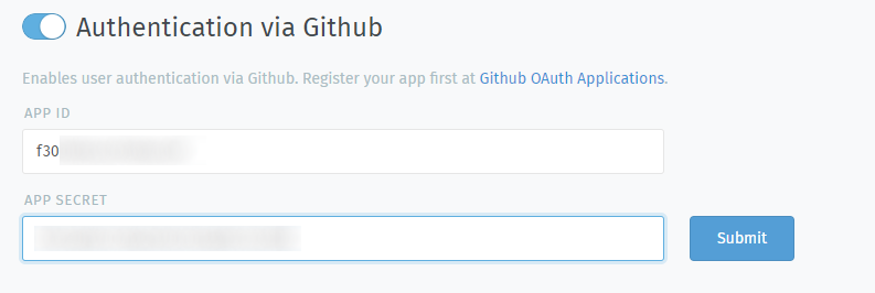 GitHub config in Zammad admin interface