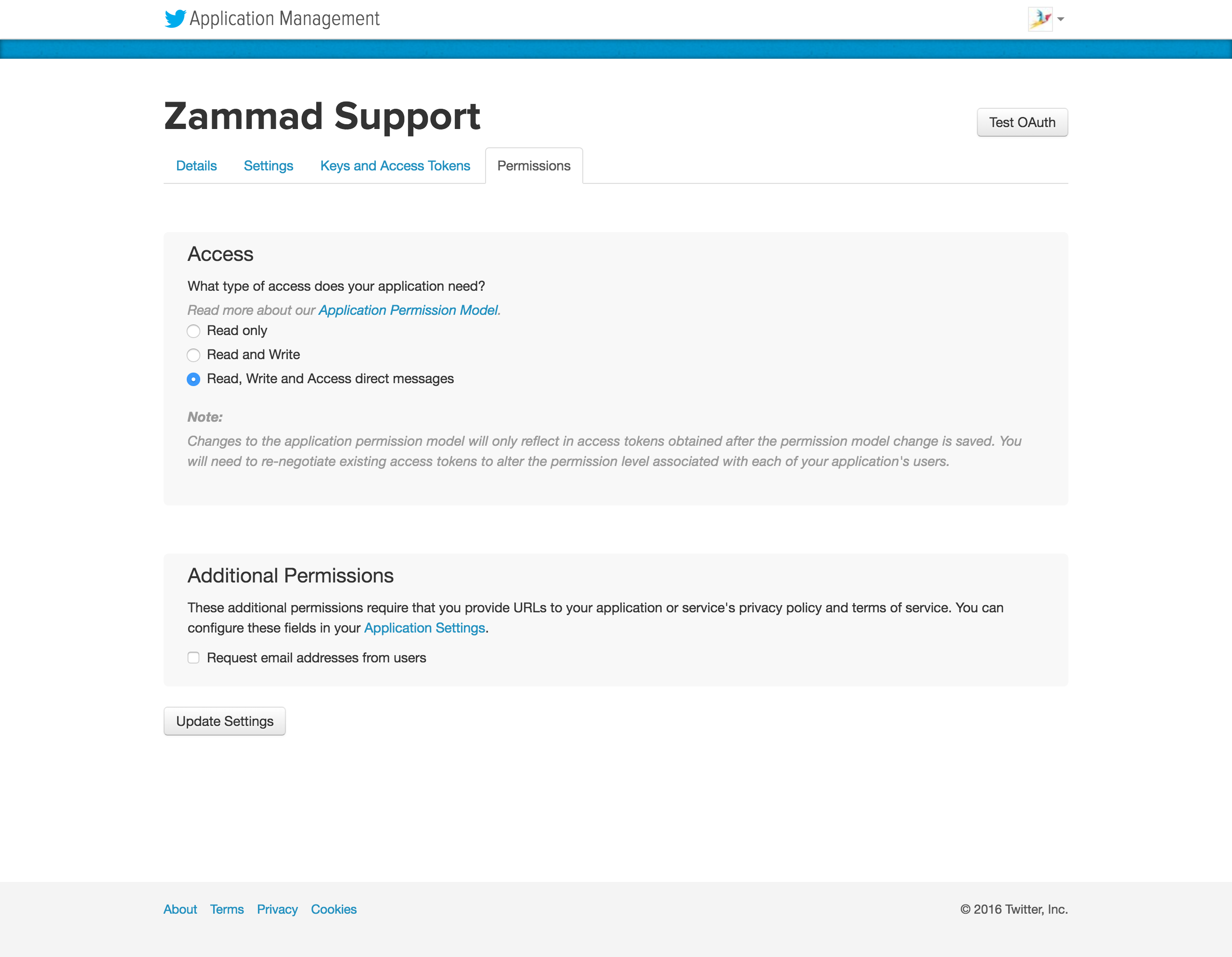 set permissions to receive and send direct messages