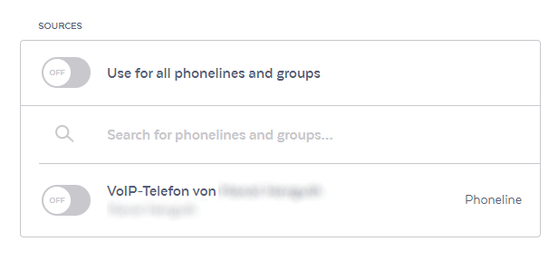 Screenshot showing a sample selection of phone numbers to use for the Sipgates webhooks API