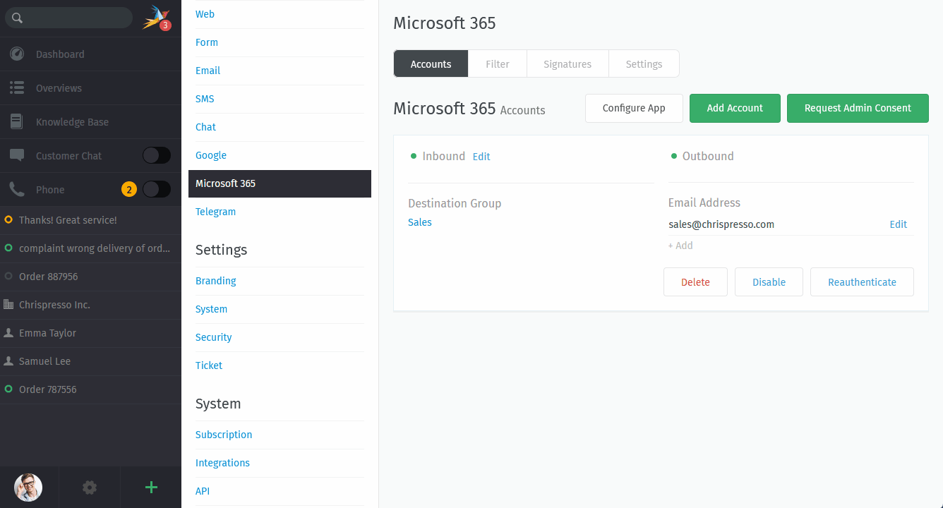 Adding new aliases to your Microsoft account in Zammad