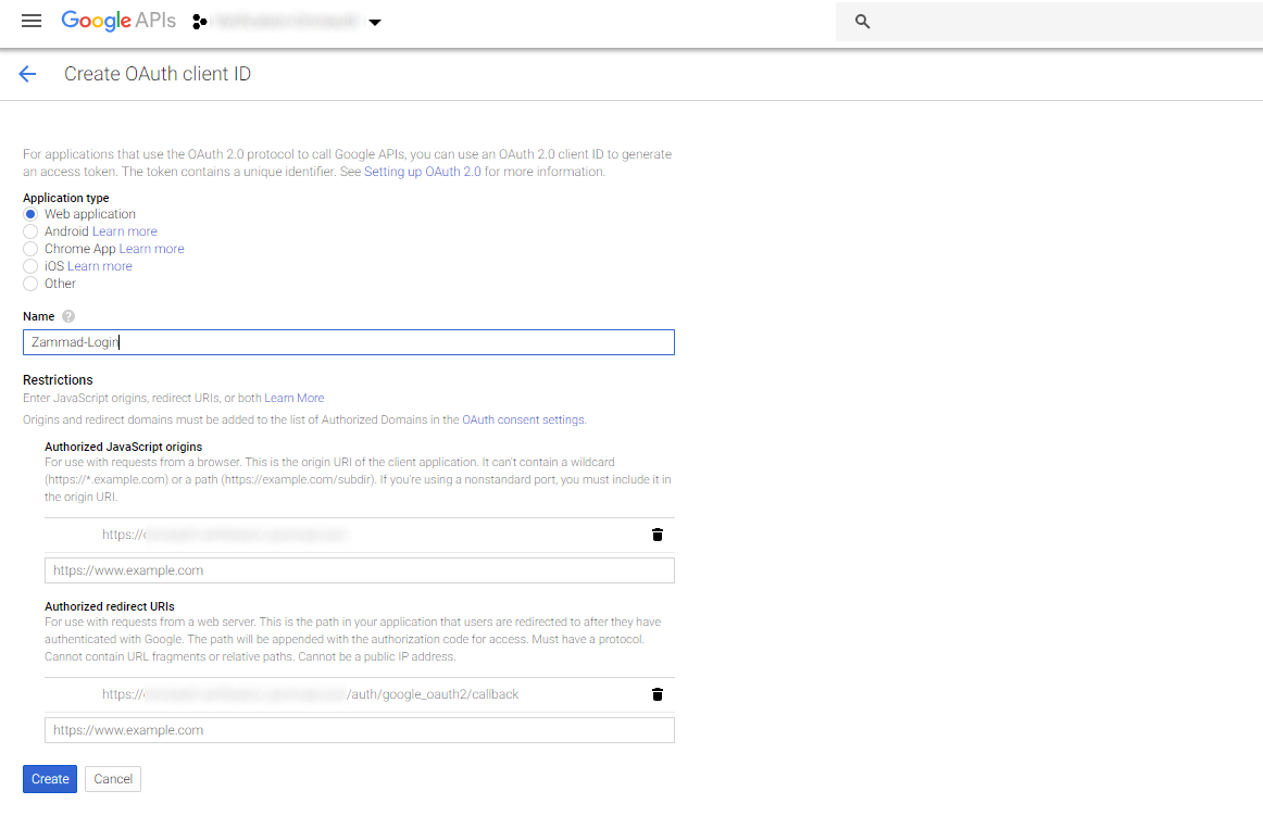Adding a new OAuth client ID