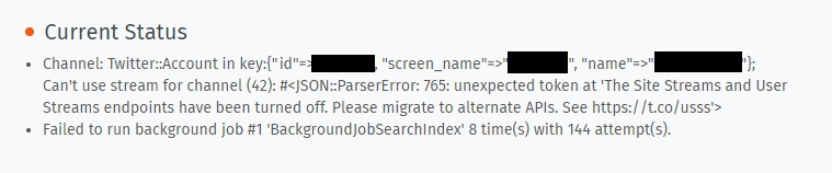 Screenshot showing monitoring with issues