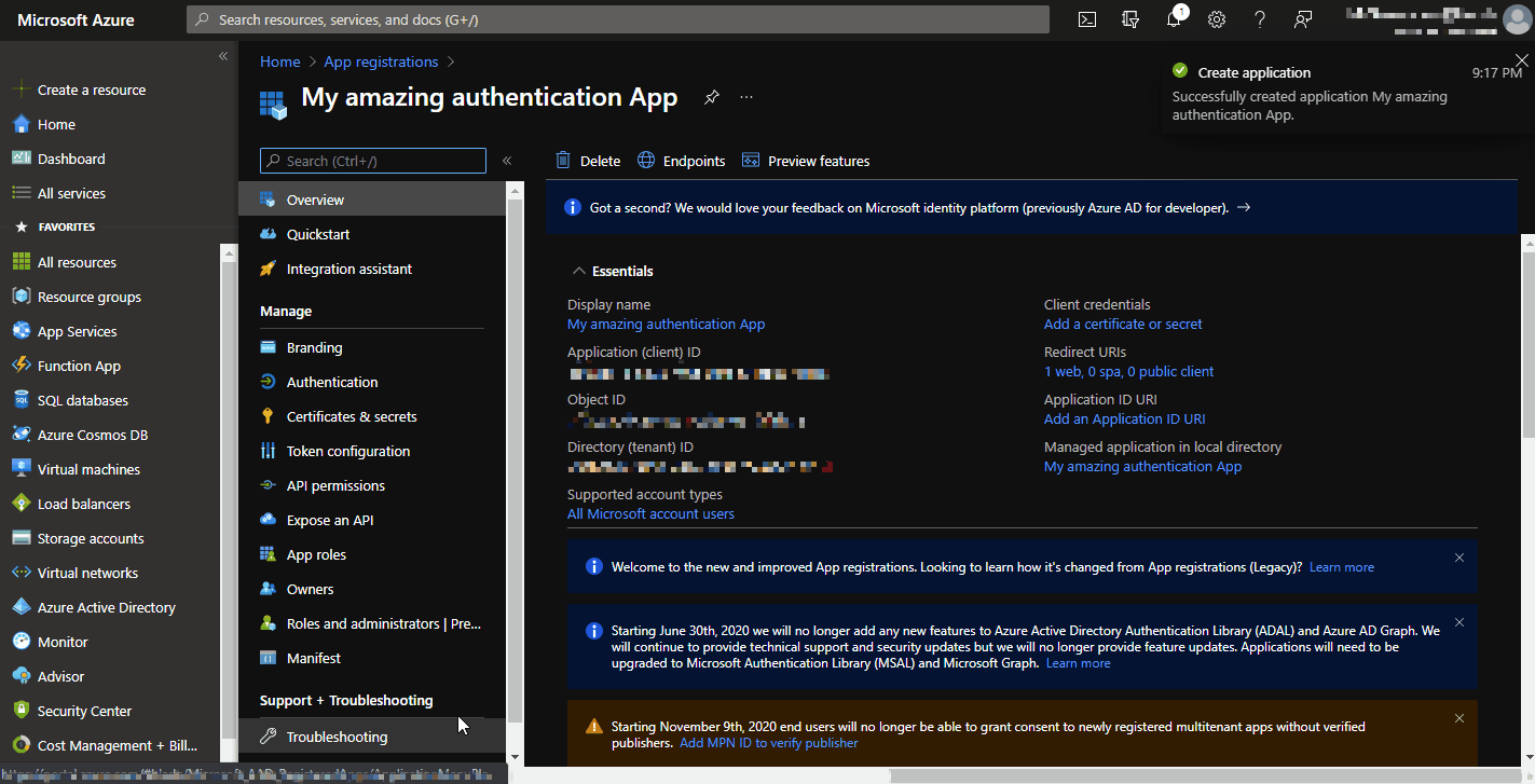 Screencast showing how to add required API permissions