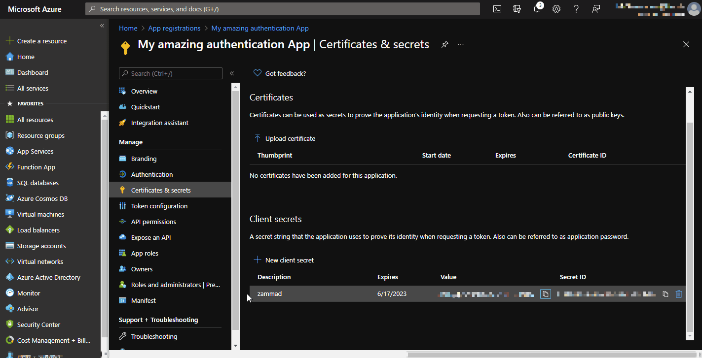 Screencast showing how to retreive application client and tenant IDs
