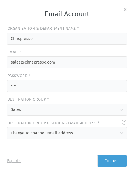 New Email Account dialog
