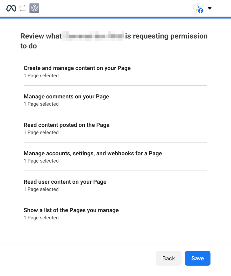 Screenshot showing permission overview