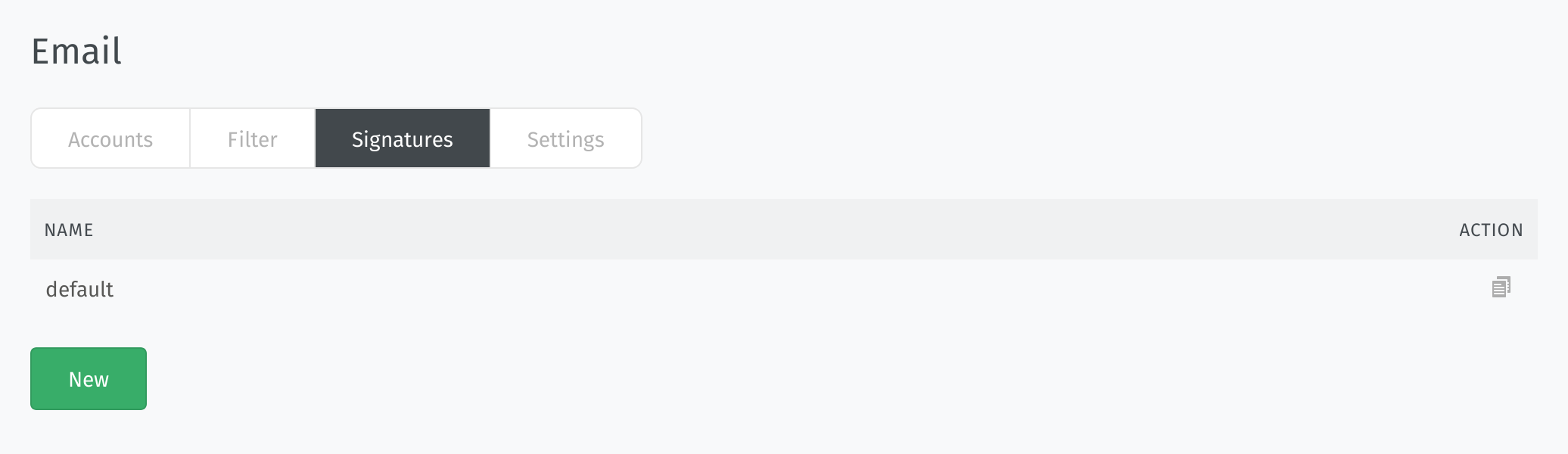 Account settings page
