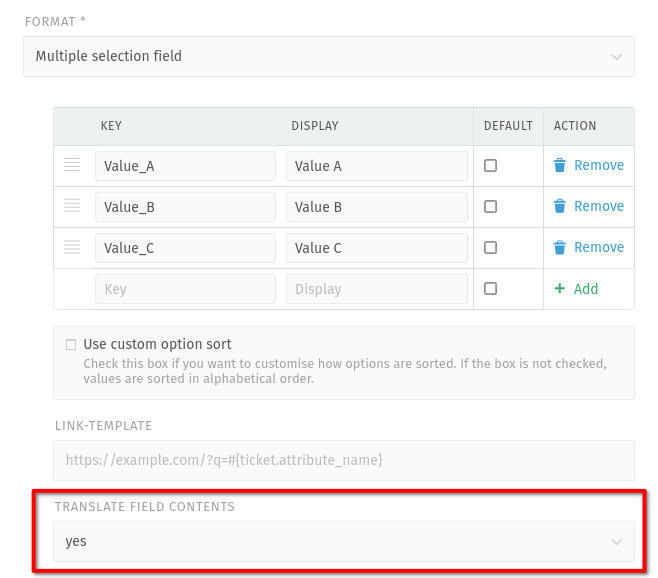 Screenshot showing translatable attribute types