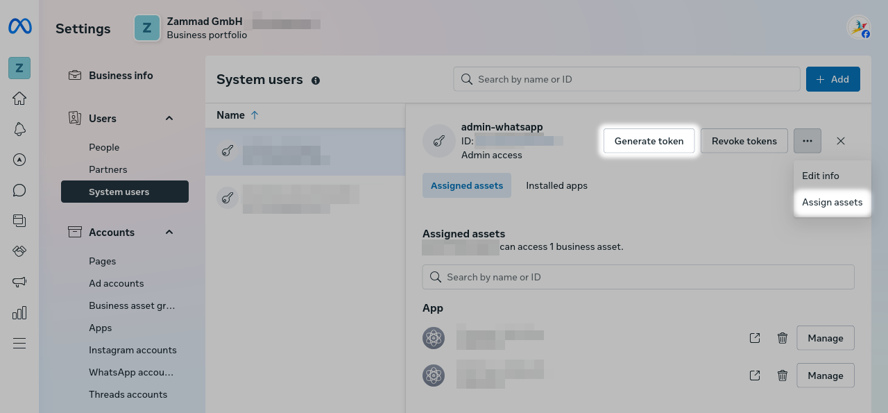 System user access token generation
