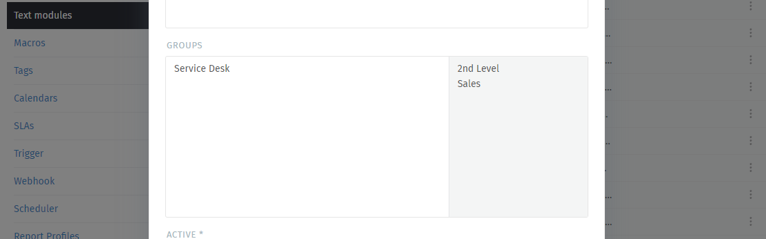 Example: Restricting text modules to 2nd Level group only.
