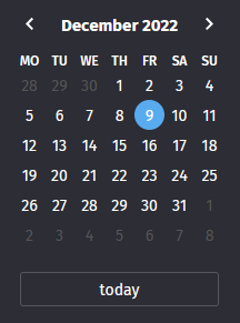 Screenshot showing Zammad's date picker (in the default way)