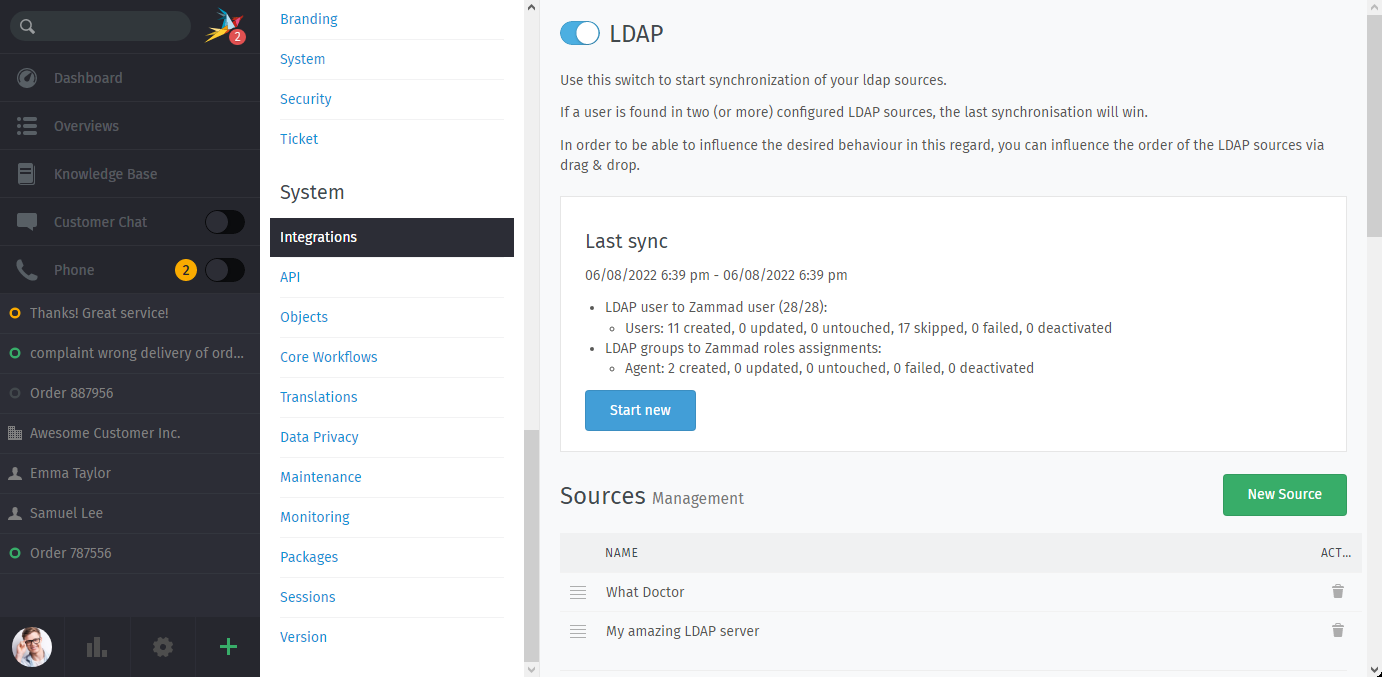 Zammands LDAP management page