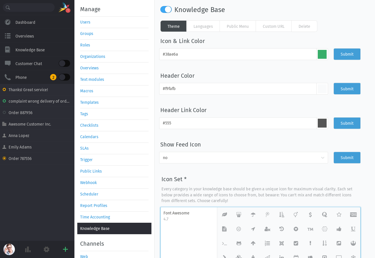 Knowledge Base: Configura tema