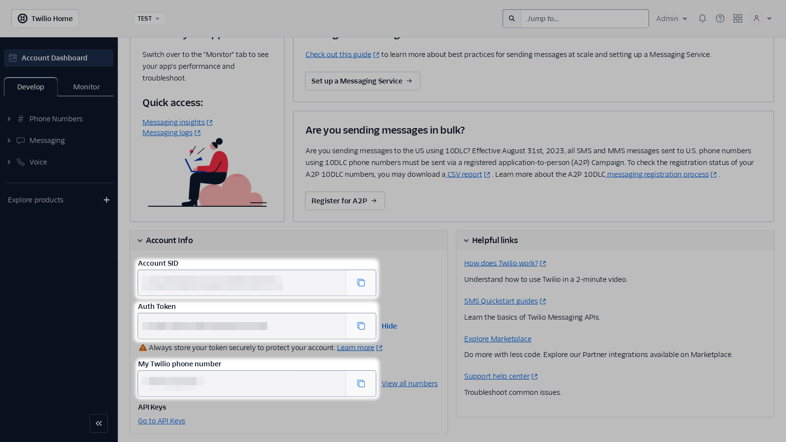 Twilio подешавања